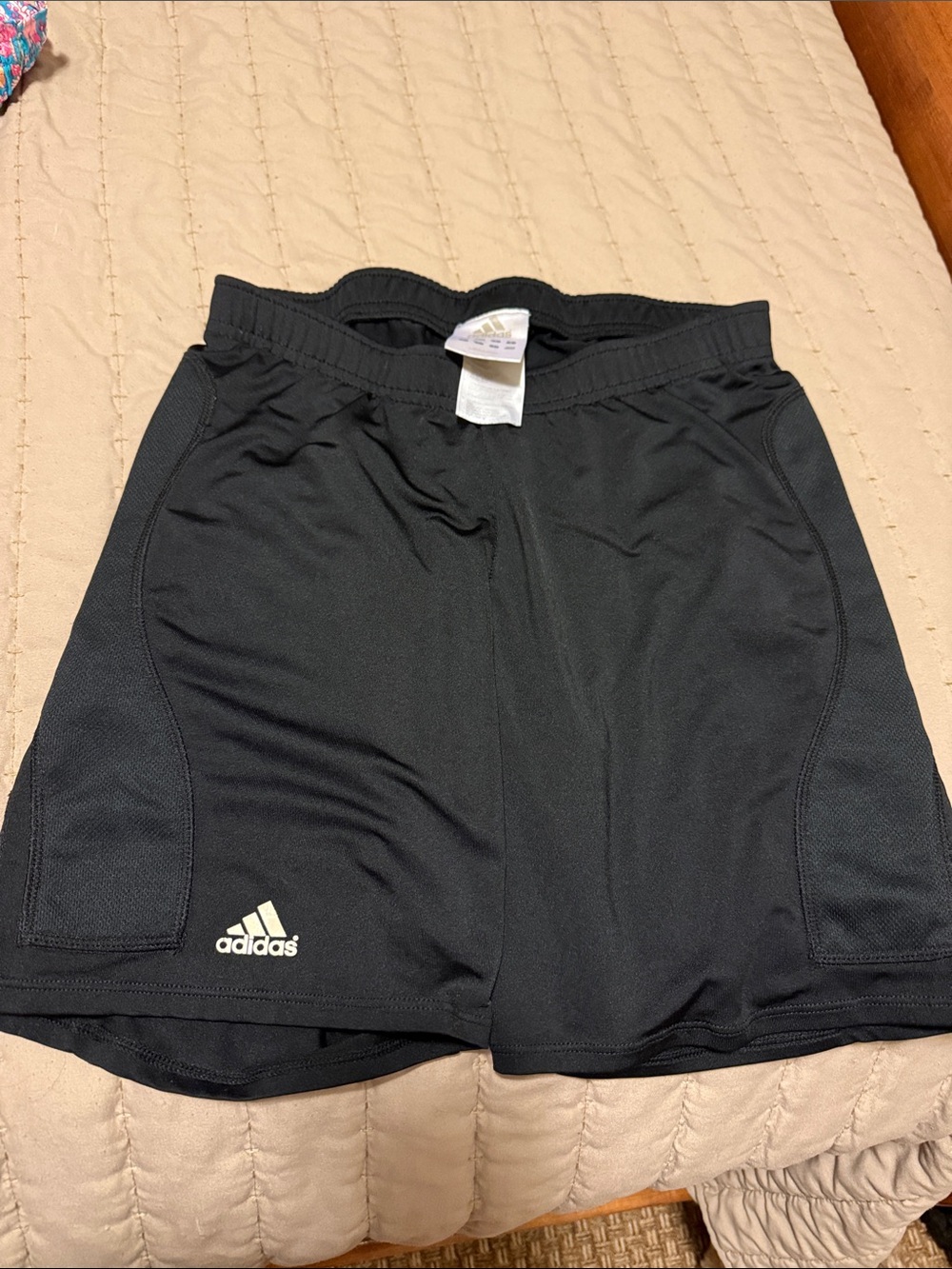 adidas Black sliding Shorts for softball with White Logo